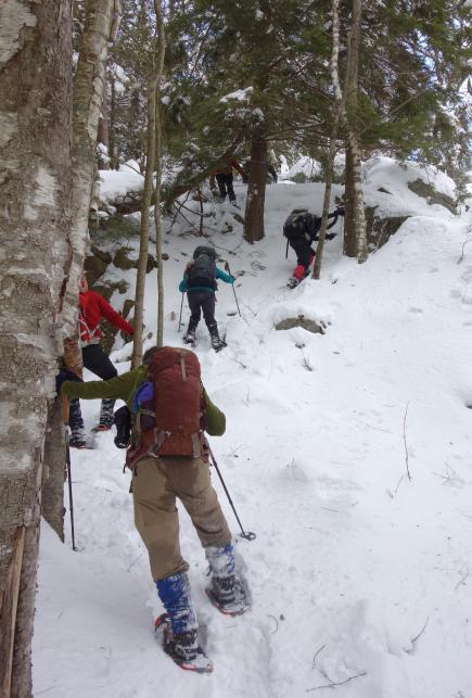 Crooked Canes hiking group outings are scheduled weekly throughout the year, and members enjoy snowshoe hikes in the Adirondacks in winter.